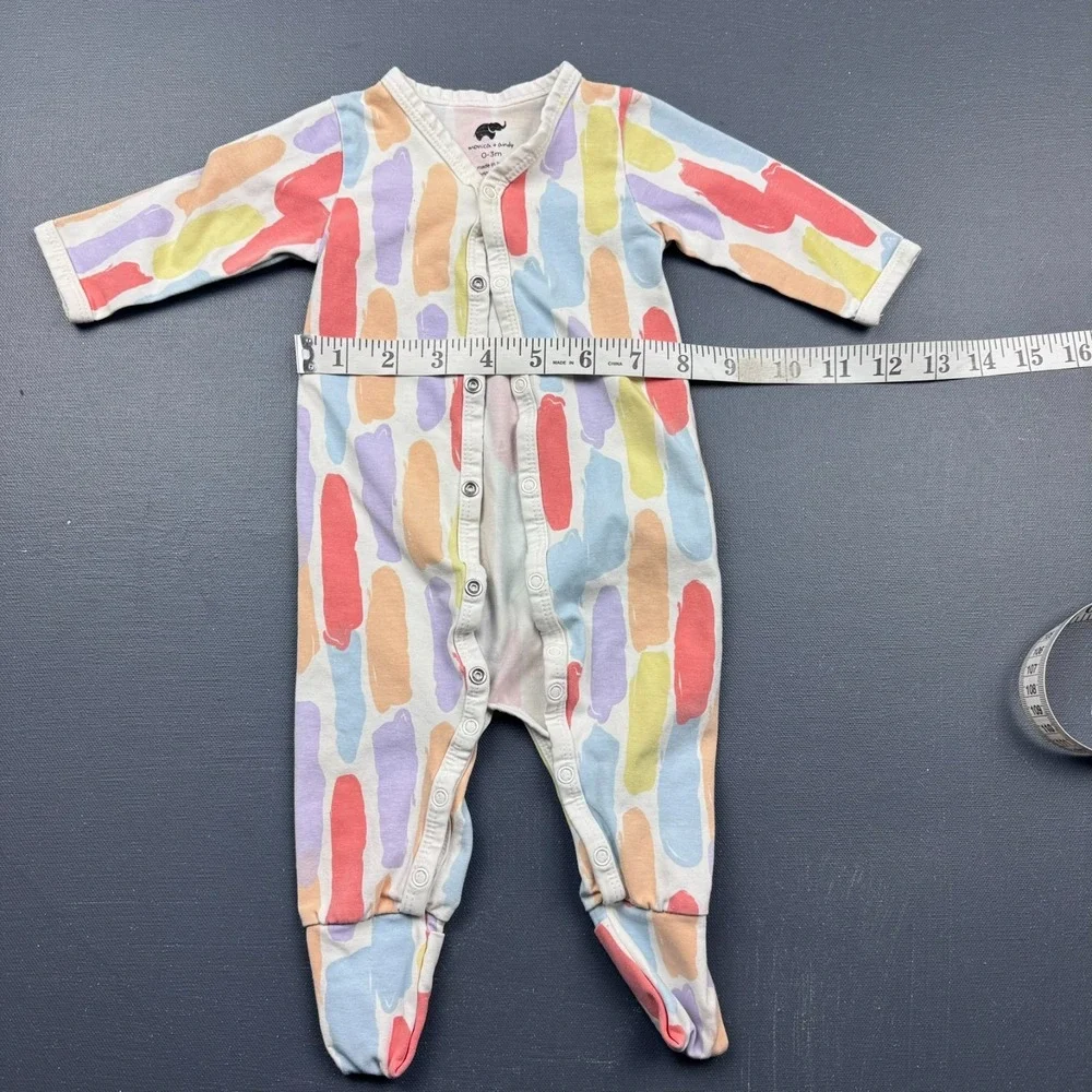 Monica + Andy Footed One Piece Baby 0-3M Organic Cotton Colorful Long Sleeve - Picture 4 of 6